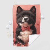 アメリカ秋田とバラ – バレンタインデー ゴルフタオル (インサイチュ)