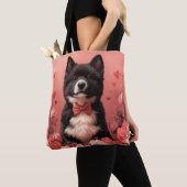 アメリカ秋田とバラ – バレンタインデー トートバッグ (クローズアップ)