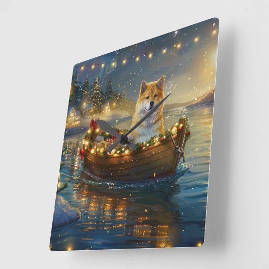 アメリカ秋田クリスマスフェスティバル航海 スクエア壁時計 (傾斜)