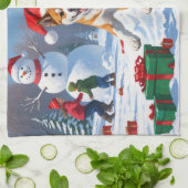 アメリカ秋田クリスマスフェスティバル雪景色 キッチンタオル (折り畳み)