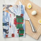 アメリカ秋田クリスマスフェスティバル雪景色 キッチンタオル (四つ折り)