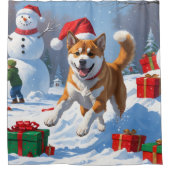 アメリカ秋田クリスマスフェスティバル雪景色 シャワーカーテン (正面)