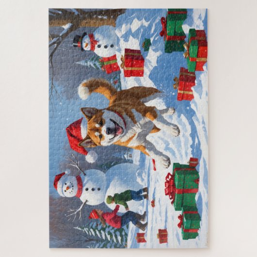 アメリカ秋田クリスマスフェスティバル雪景色 ジグソーパズル (縦)