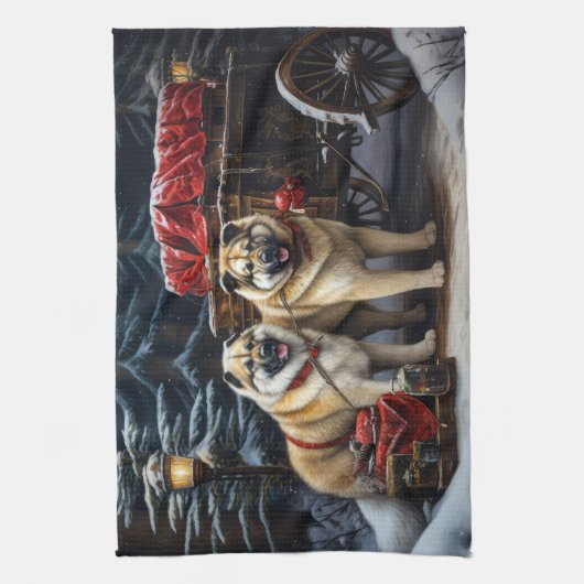 アメリカ秋田スノースイードライドクリスマスデコール キッチンタオル (縦)