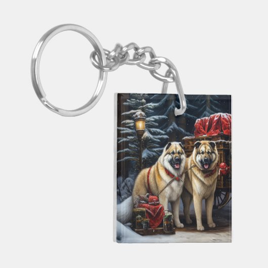 アメリカ秋田スノースイードライドクリスマスデコール キーホルダー (正面左)