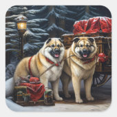 アメリカ秋田スノースイードライドクリスマスデコール スクエアシール (正面)