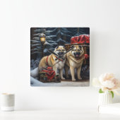 アメリカ秋田スノースイードライドクリスマスデコール スクエア壁時計 (ホーム)