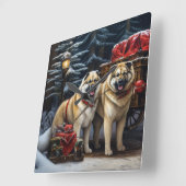 アメリカ秋田スノースイードライドクリスマスデコール スクエア壁時計 (傾斜)