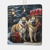 アメリカ秋田スノースイードライドクリスマスデコール セラミックオーナメント (左)