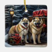 アメリカ秋田スノースイードライドクリスマスデコール セラミックオーナメント (正面)