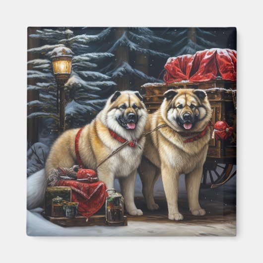 アメリカ秋田スノースイードライドクリスマスデコール マグネット (正面)