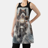 アメリカ秋田犬がオートバイクリスマスにライディング エプロン (インサイチュ)