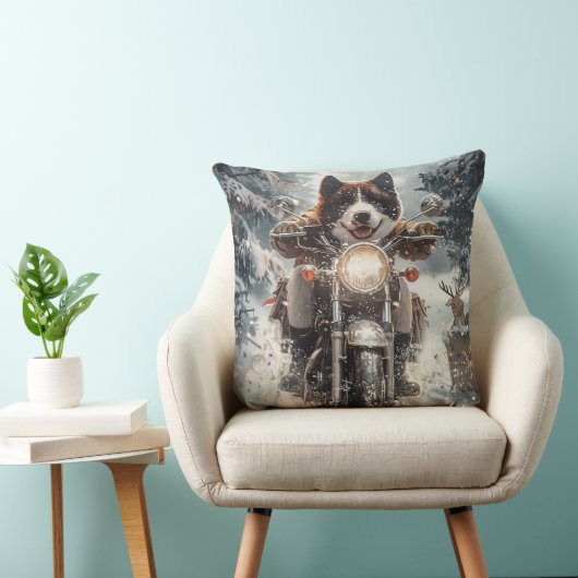 アメリカ秋田犬がオートバイクリスマスにライディング クッション (椅子)