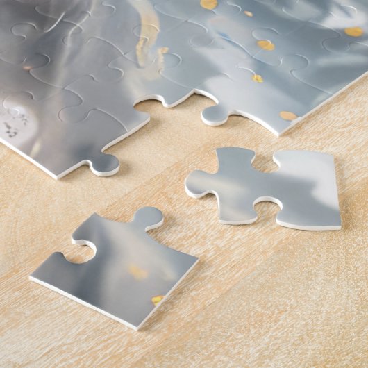 アメリカ秋田犬がオートバイクリスマスにライディング ジグソーパズル (側面)