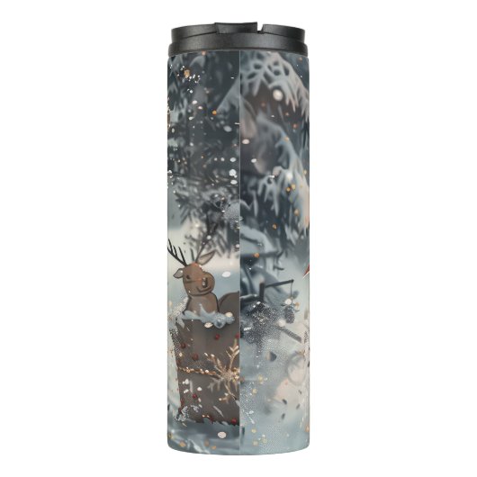 アメリカ秋田犬がオートバイクリスマスにライディング タンブラー (裏面)