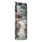 アメリカ秋田犬がオートバイクリスマスにライディング タンブラー (回転右)