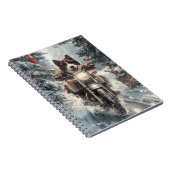 アメリカ秋田犬がオートバイクリスマスにライディング ノートブック (右側)