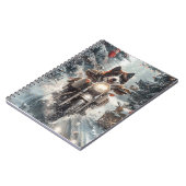 アメリカ秋田犬がオートバイクリスマスにライディング ノートブック (左側)