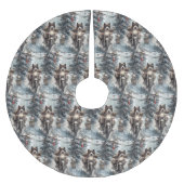 アメリカ秋田犬がオートバイクリスマスにライディング ブラッシュドポリエステルツリースカート (正面)