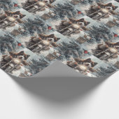 アメリカ秋田犬がオートバイクリスマスにライディング ラッピングペーパー (角)