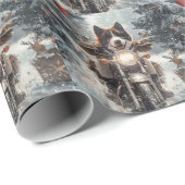 アメリカ秋田犬がオートバイクリスマスにライディング ラッピングペーパー (ロールコーナー)