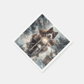 アメリカ秋田犬のクリスマス スタンダードカクテルナプキン (角)