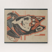 アメリカ秋田犬の未来的な要素ポートレート4 ジグソーパズル (横)