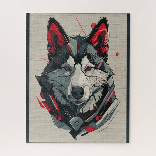 アメリカ秋田犬の未来的な要素ポートレート ジグソーパズル (縦)