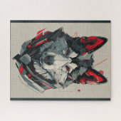 アメリカ秋田犬の未来的な要素ポートレート ジグソーパズル (横)