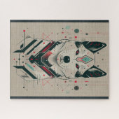 アメリカ秋田犬の未来的エレメントポートレート2 ジグソーパズル (横)