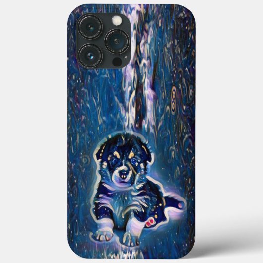 アメリカ秋田犬の青い星の夜 Case-Mate iPhoneケース (裏面)