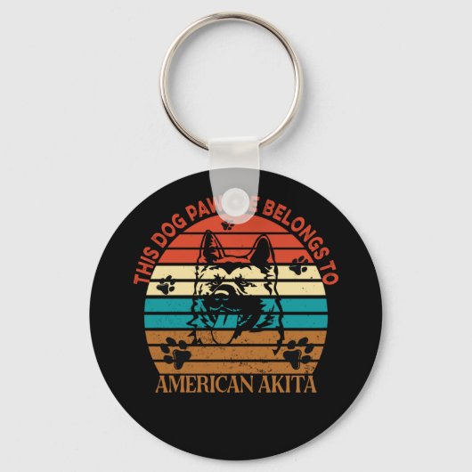 アメリカ秋田犬パパ おもしろい キーホルダー (正面)
