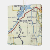 アメリカ秋IDヴィンテージマップ セラミックオーナメント (左)