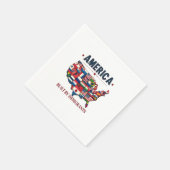 アメリカ移民の愛国心を持つアメリカ スタンダードカクテルナプキン (角)