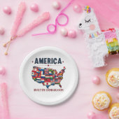 アメリカ移民の愛国心を持つアメリカ ペーパープレート (パーティー)