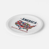 アメリカ移民の愛国心を持つアメリカ ペーパープレート (アングル)