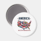 アメリカ移民の愛国心を持つアメリカ マグネット (正面/裏面)