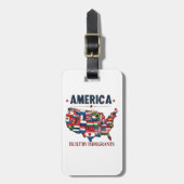 アメリカ移民の愛国心を持つアメリカ ラゲッジタグ (正面縦)