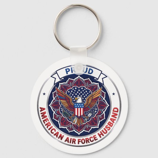 アメリカ空軍の夫を誇りに思う キーホルダー (正面)