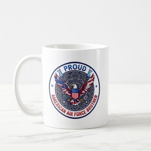 アメリカ空軍を誇りに思う兄弟へ コーヒーマグカップ (左)