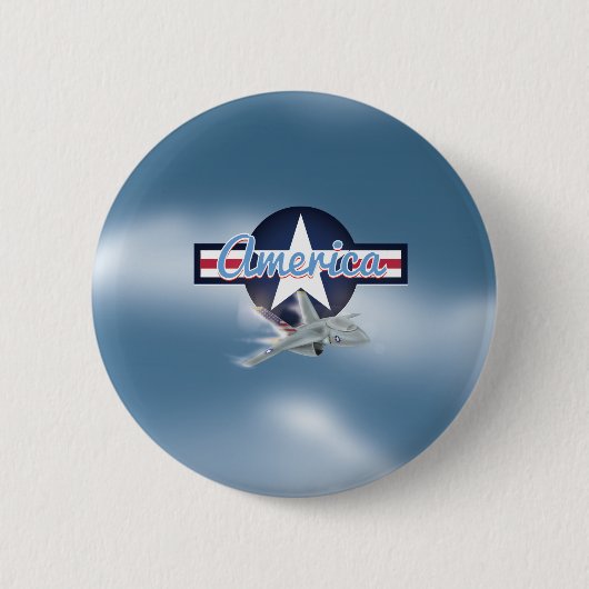 アメリカ空軍戦闘機 缶バッジ (正面)