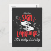 アメリカ笑わされる学の手話ユーモア ポストカード (正面/裏面)