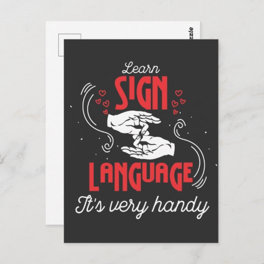 アメリカ笑わされる学の手話ユーモア ポストカード (正面/裏面)