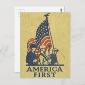 アメリカ第一愛国者米国国旗のヴィンテージ文字 ポストカード (正面/裏面)