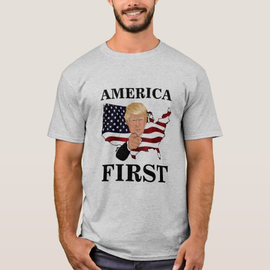 アメリカ第一:ドナルド・トランプ Tシャツ (正面)