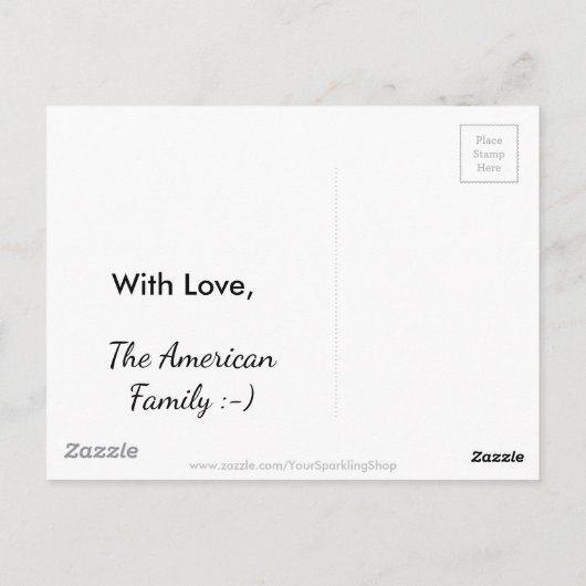 アメリカ第一 愛国的なアメリカ国旗 タイポグラフィ ポストカード (裏面)