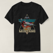 アメリカ第二次世界大戦P-51マスタング戦闘機 Tシャツ (デザイン正面)