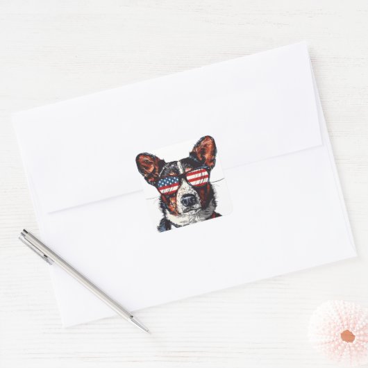 アメリカ第4回7月の犬#10 スクエアシール (封筒)