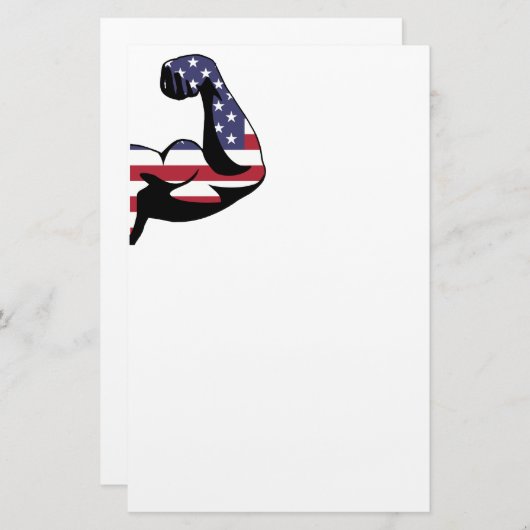 アメリカ筋肉二頭筋のシルエット 便箋 (正面/裏面)