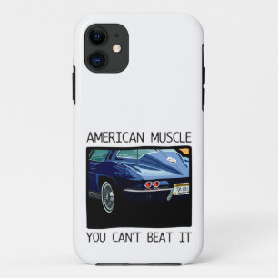 アメリカ筋肉車、クラシックおよびヴィンテージの青V8 iPhone 11 ケース